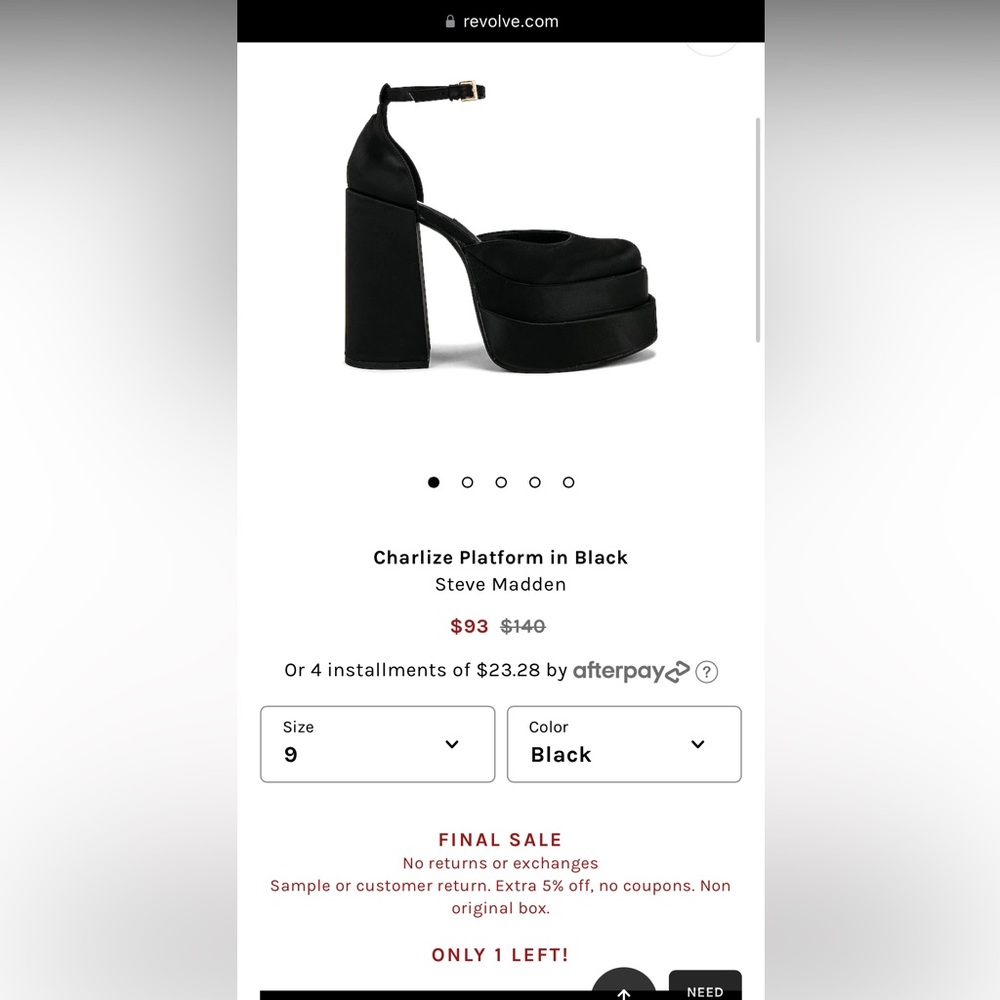 Steve Madden Charlize Satin Platform Heels with Ankle Strap in Black